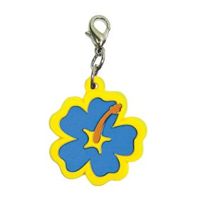 Soft PVC Rubber Hibiscus Charms (Color: Blue w/Yellow Trim)
