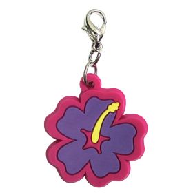 Soft PVC Rubber Hibiscus Charms (Color: Purple w/Pink Trim)