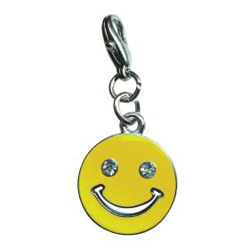 Happy Face with Sparkling Eyes Enamel Charm (Color: Yellow)