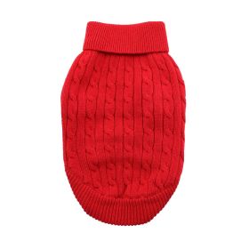 Combed Cotton Cable Knit Dog Sweater (Color: Fiery Red, size: 2X-Large)