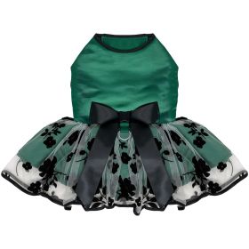 Green and Black Satin Dog Dress (size: XLarge)