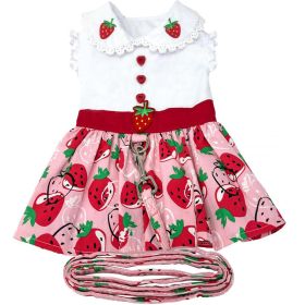 petStrawberry Picnic Dog Dress with Matching Leash (size: large)
