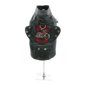 Biker Dawg Motorcycle Dog Jacket (Color: Black, size: medium)